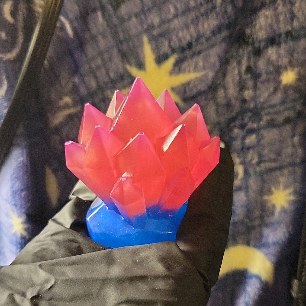 Handmade Resin Pink, Blue, & Tiny Purple; Crystal Shaped Decoration